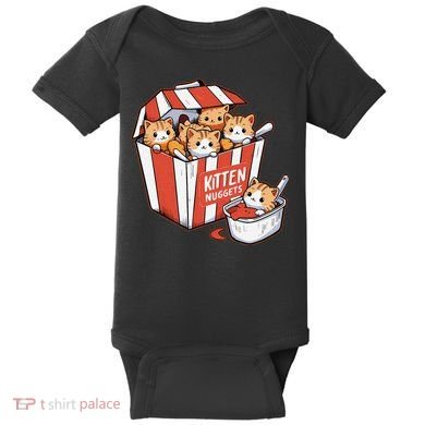 Kitten Nuggets Food Pun Cat Kittens Chicken Nuggets Baby Bodysuit