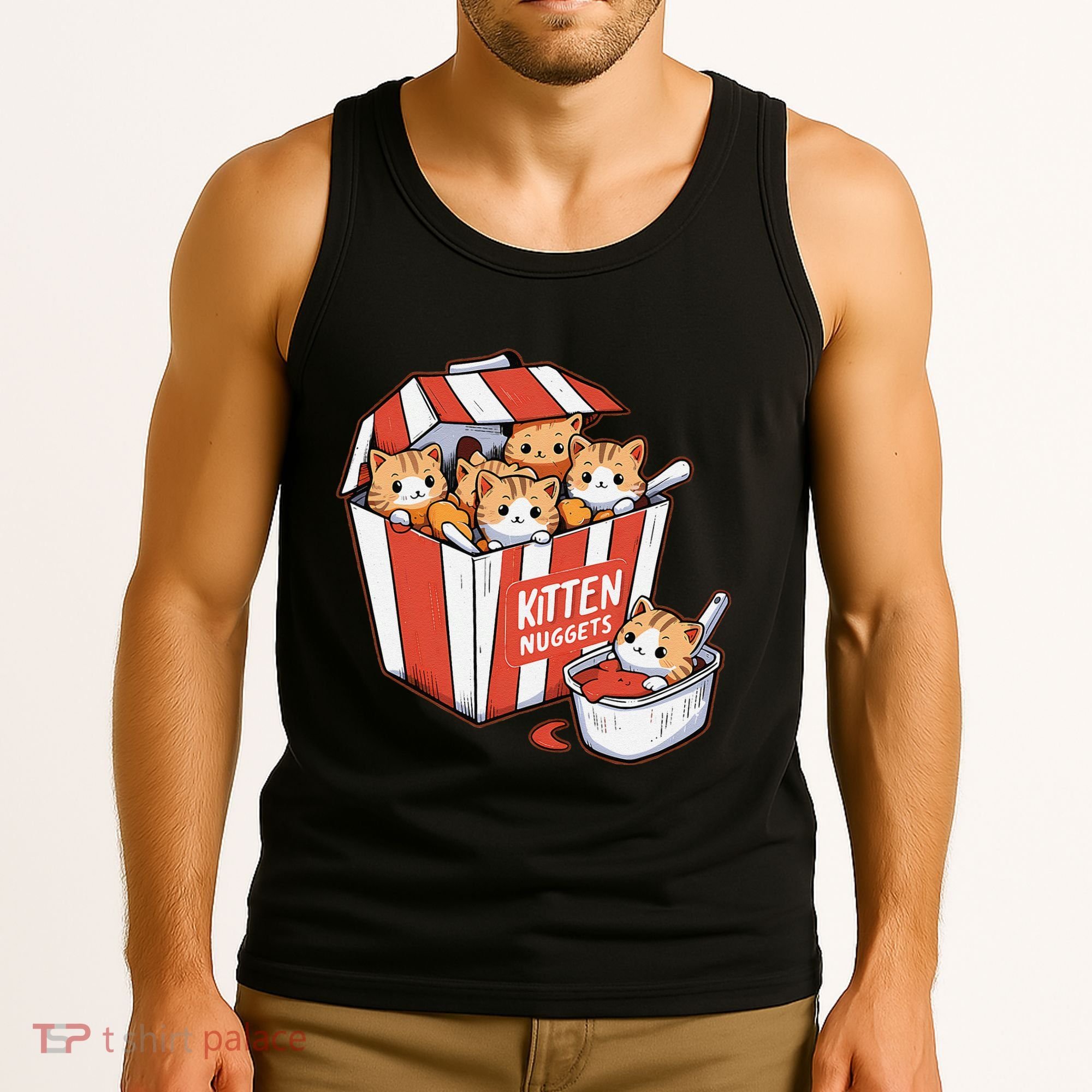 Kitten Nuggets Food Pun Cat Kittens Chicken Nuggets Tank Top