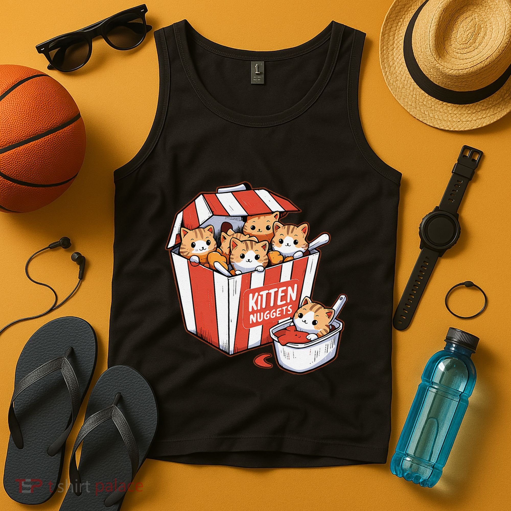 Kitten Nuggets Food Pun Cat Kittens Chicken Nuggets Tank Top