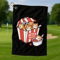 Kitten Nuggets Food Pun Cat Kittens Chicken Nuggets Golf Towel thumb 1