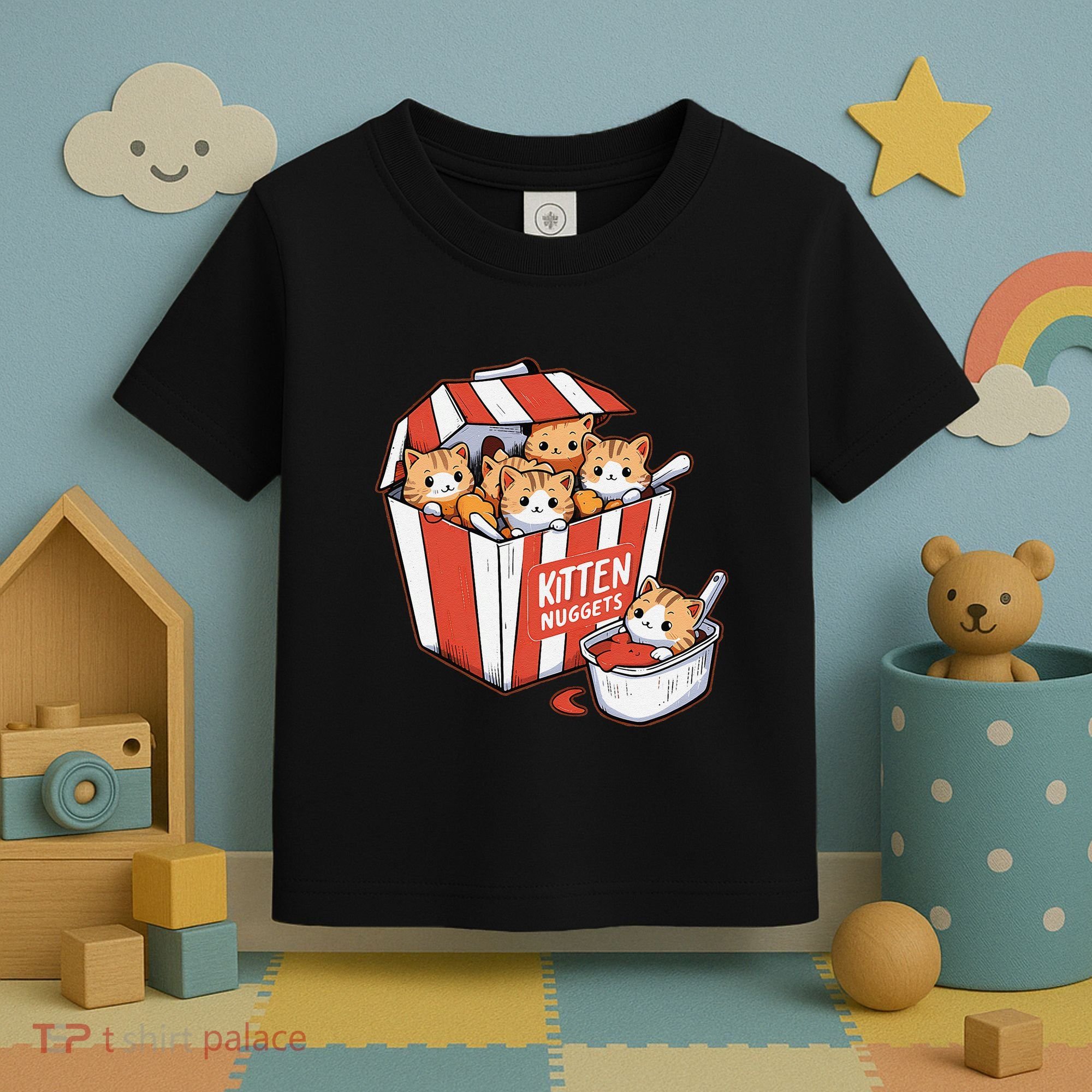 Kitten Nuggets Food Pun Cat Kittens Chicken Nuggets Toddler T-Shirt