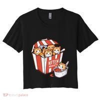 Kitten Nuggets Food Pun Cat Kittens Chicken Nuggets Women's Crop Top Tee thumb 0