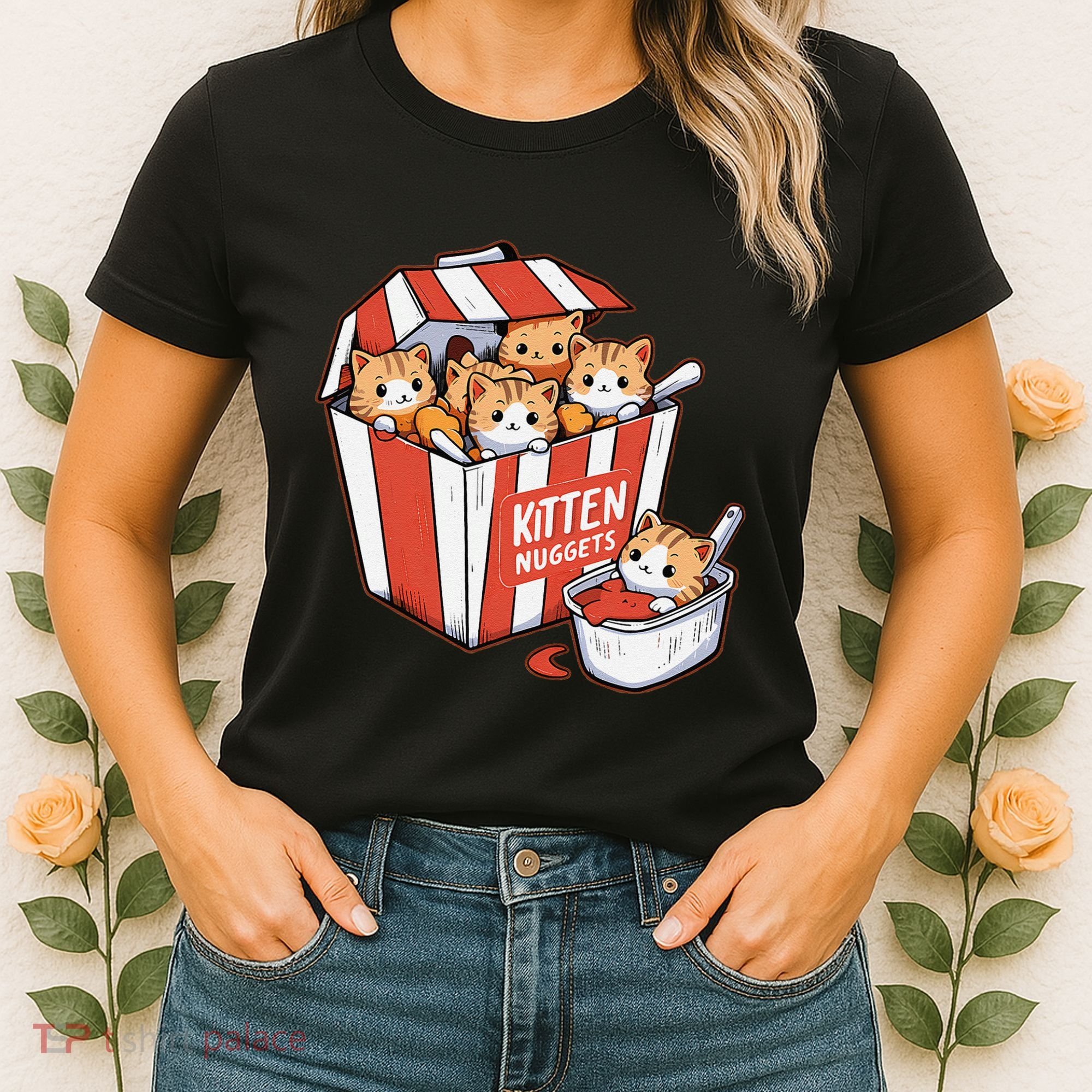 Kitten Nuggets Food Pun Cat Kittens Chicken Nuggets Women's T-Shirt