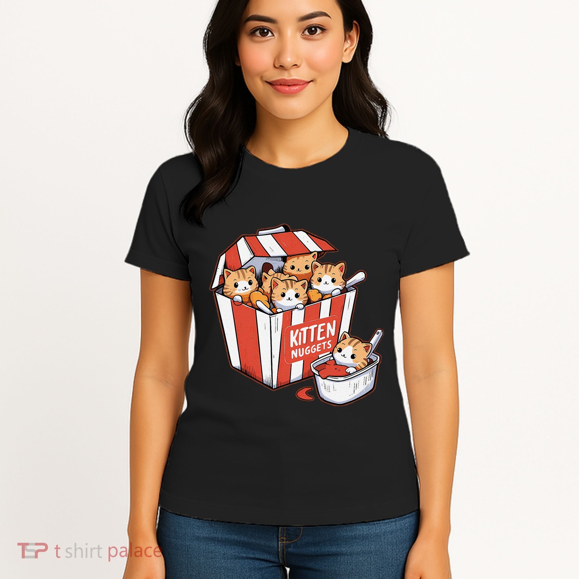 Kitten Nuggets Food Pun Cat Kittens Chicken Nuggets Women's T-Shirt