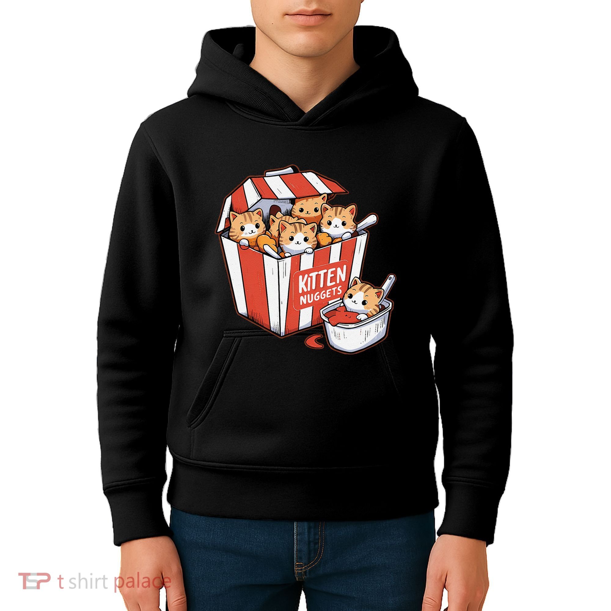 Kitten Nuggets Food Pun Cat Kittens Chicken Nuggets Kids Hoodie