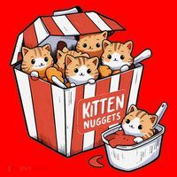 Kitten Nuggets Food Pun Cat Kittens Chicken Nuggets Santa Hat thumb 1