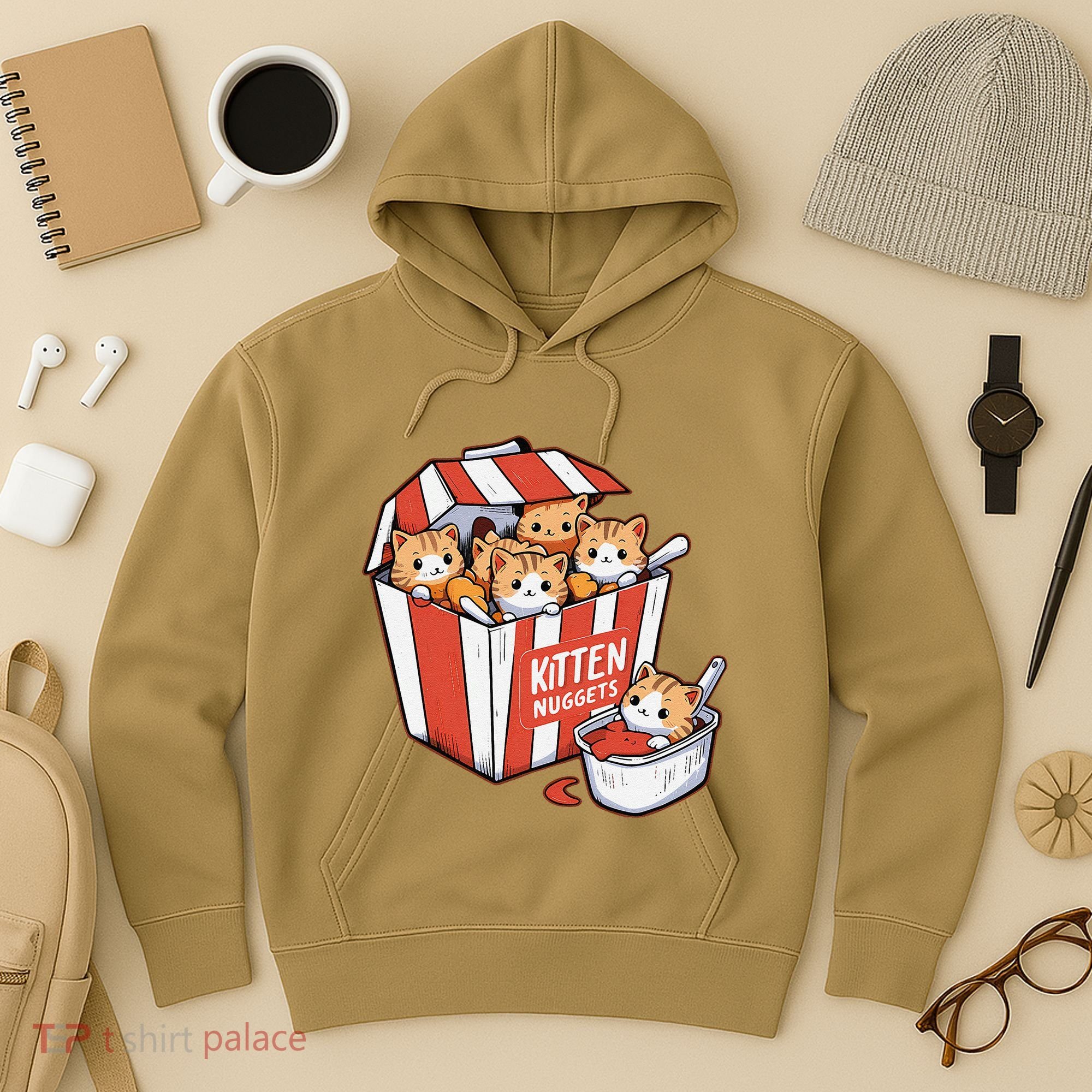 Kitten Nuggets Food Pun Cat Kittens Chicken Nuggets Hoodie