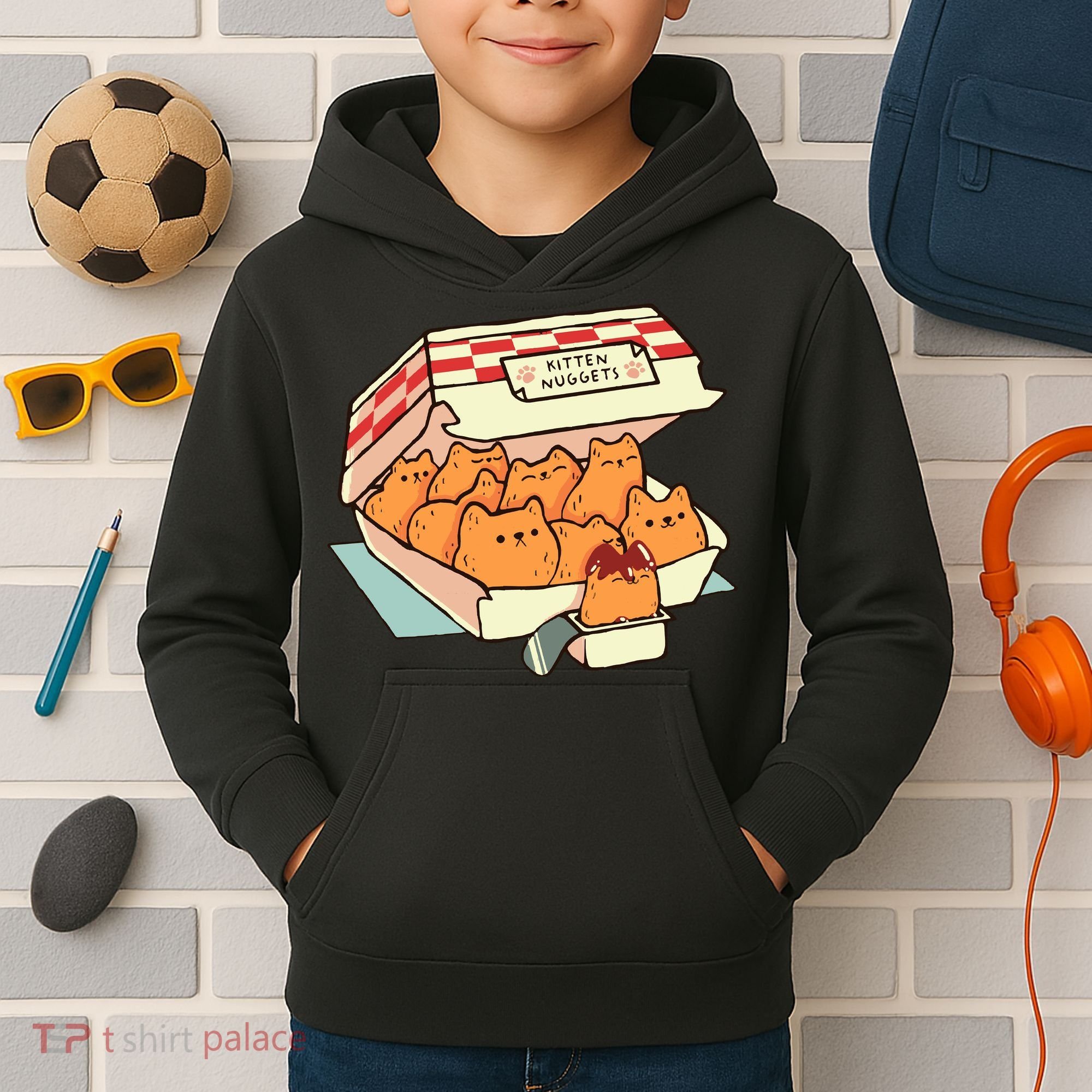 Kitten Nuggets Fast Food Cat By Tobe Fonseca Kids Hoodie