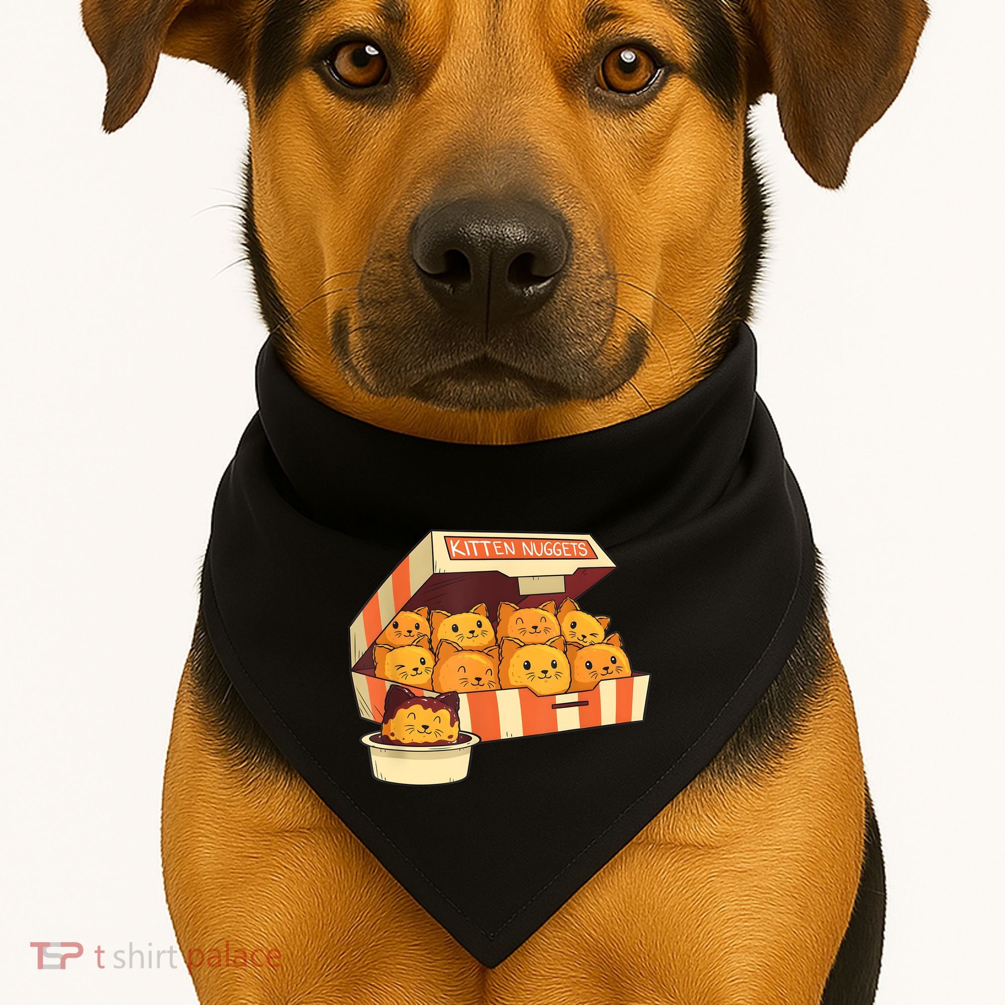 Kitten Nuggets Funny Cats And Chicken Nuggets Lover Funny Cat USA-Made Doggie Bandana