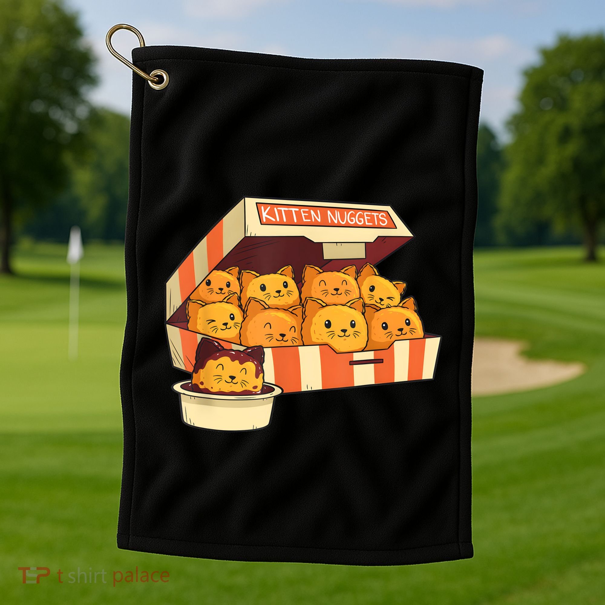 Kitten Nuggets Funny Cats And Chicken Nuggets Lover Funny Cat Golf Towel