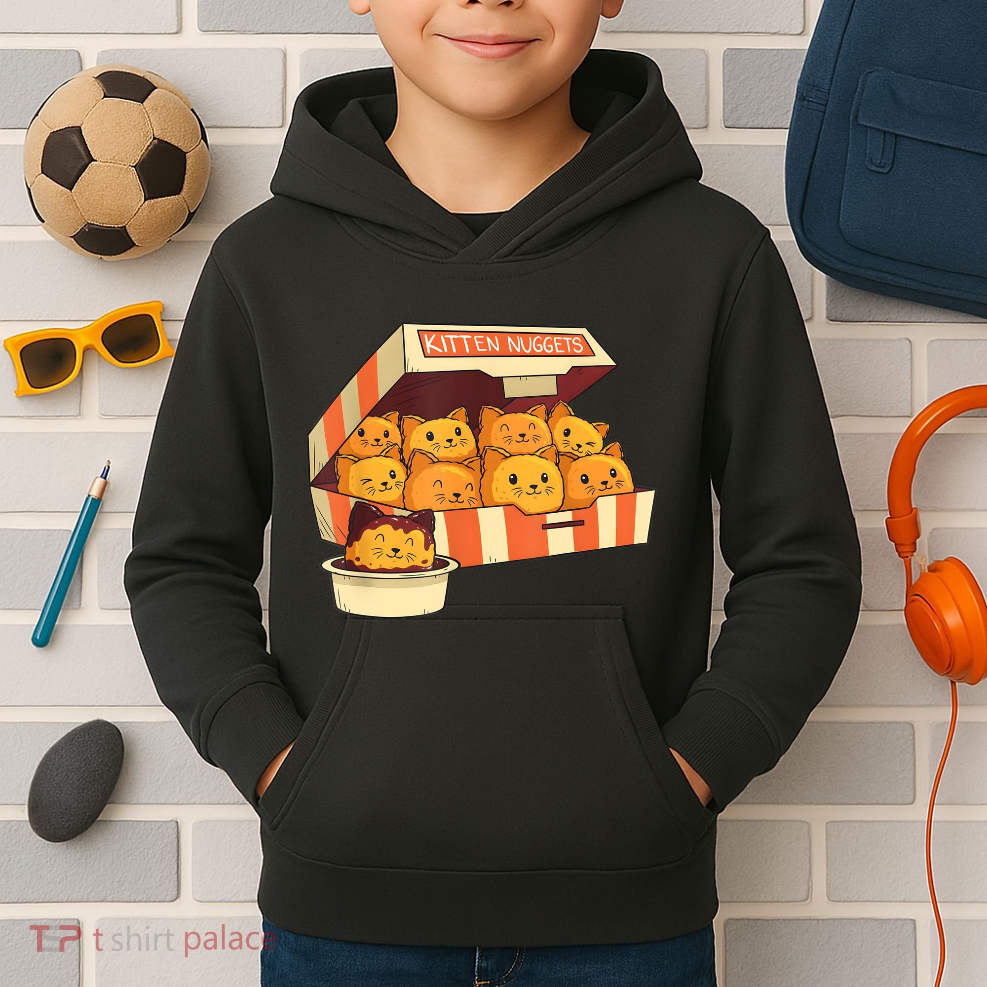 Kitten Nuggets Funny Cats And Chicken Nuggets Lover Funny Cat Kids Hoodie
