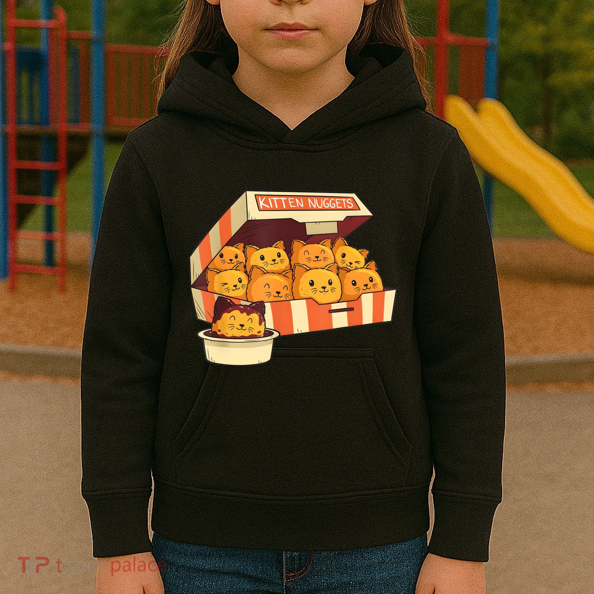 Kitten Nuggets Funny Cats And Chicken Nuggets Lover Funny Cat Kids Hoodie