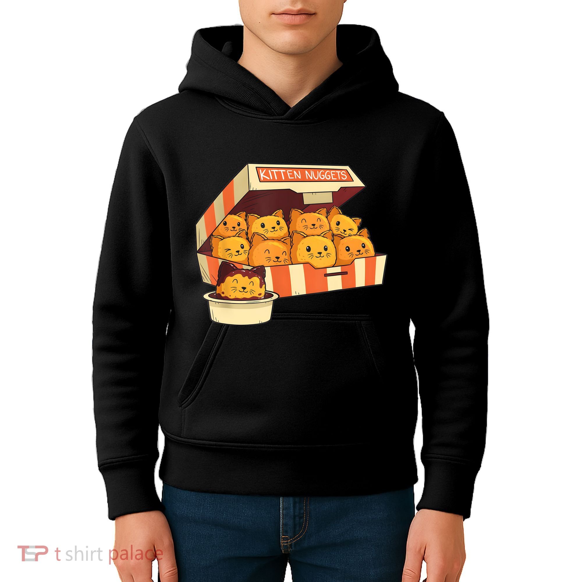 Kitten Nuggets Funny Cats And Chicken Nuggets Lover Funny Cat Kids Hoodie