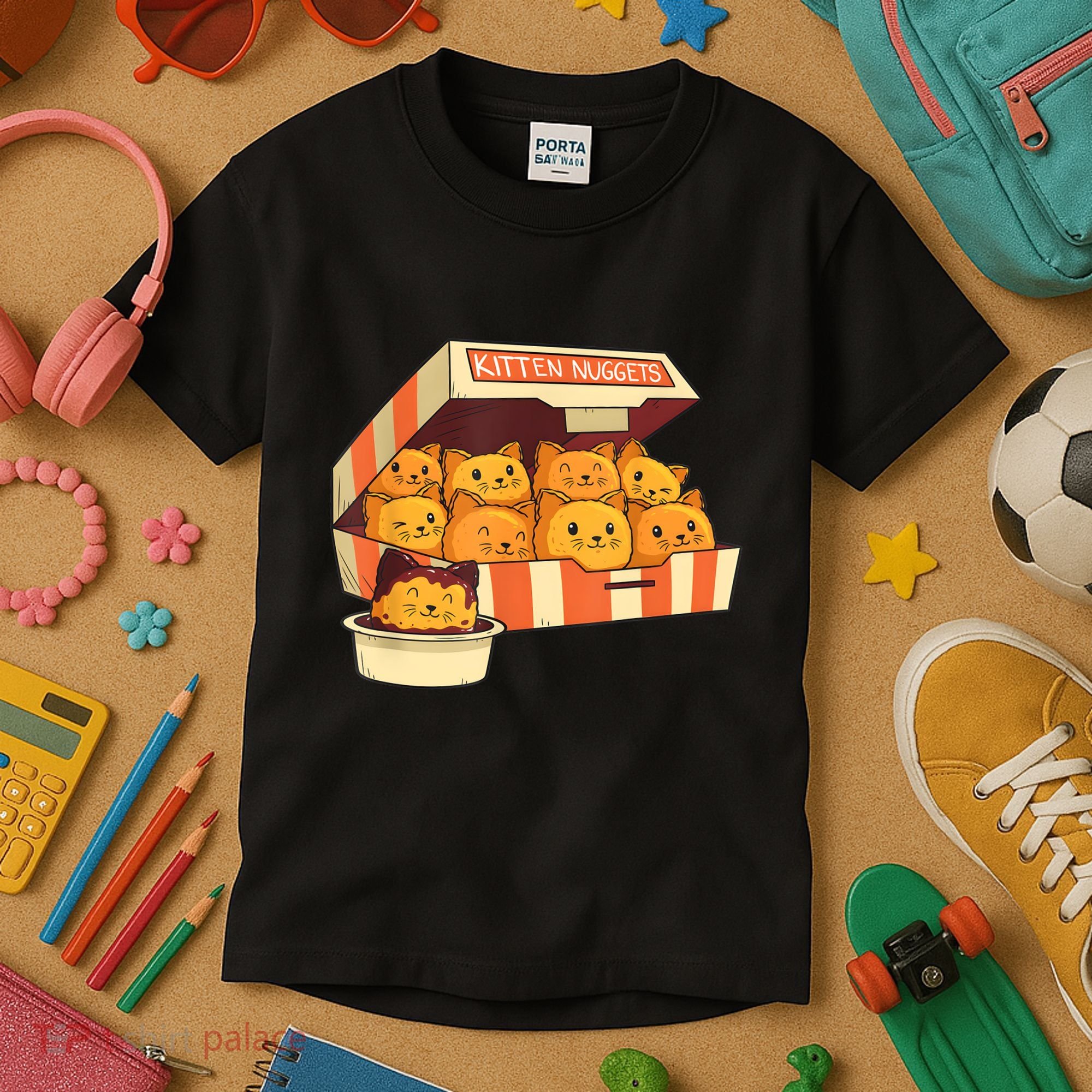 Kitten Nuggets Funny Cats And Chicken Nuggets Lover Funny Cat Kids T-Shirt