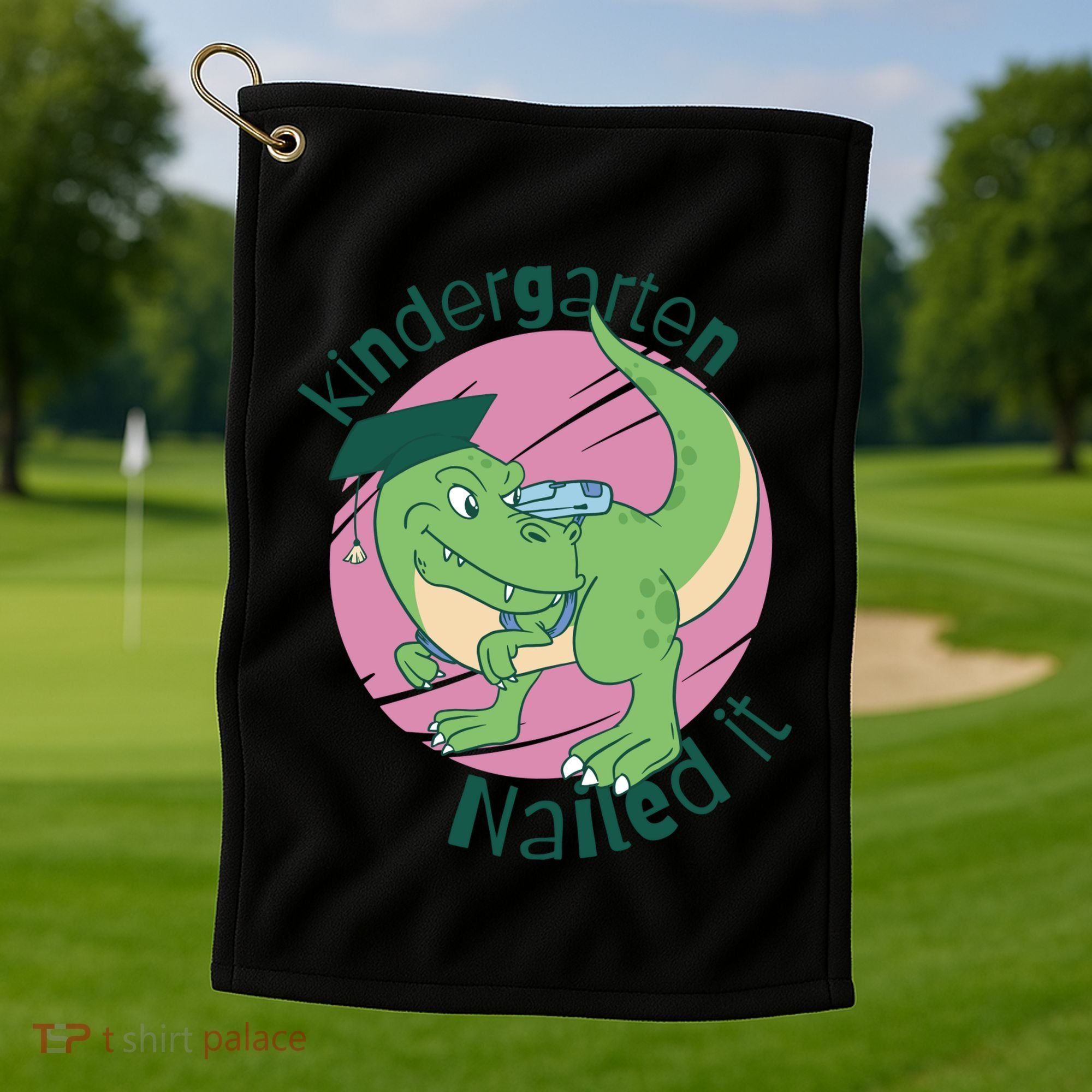 Kindergarten Nailed It Graduation Dinosaur Golf Towel