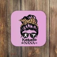 Karate Nana Messy Bun Hair Funny Karate Fighter Nana Coaster thumb 0