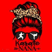Karate Nana Messy Bun Hair Funny Karate Fighter Nana Santa Hat thumb 1