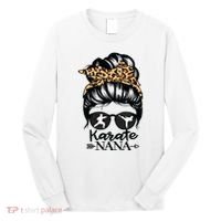 Karate Nana Messy Bun Hair Funny Karate Fighter Nana Long Sleeve Shirt thumb 0
