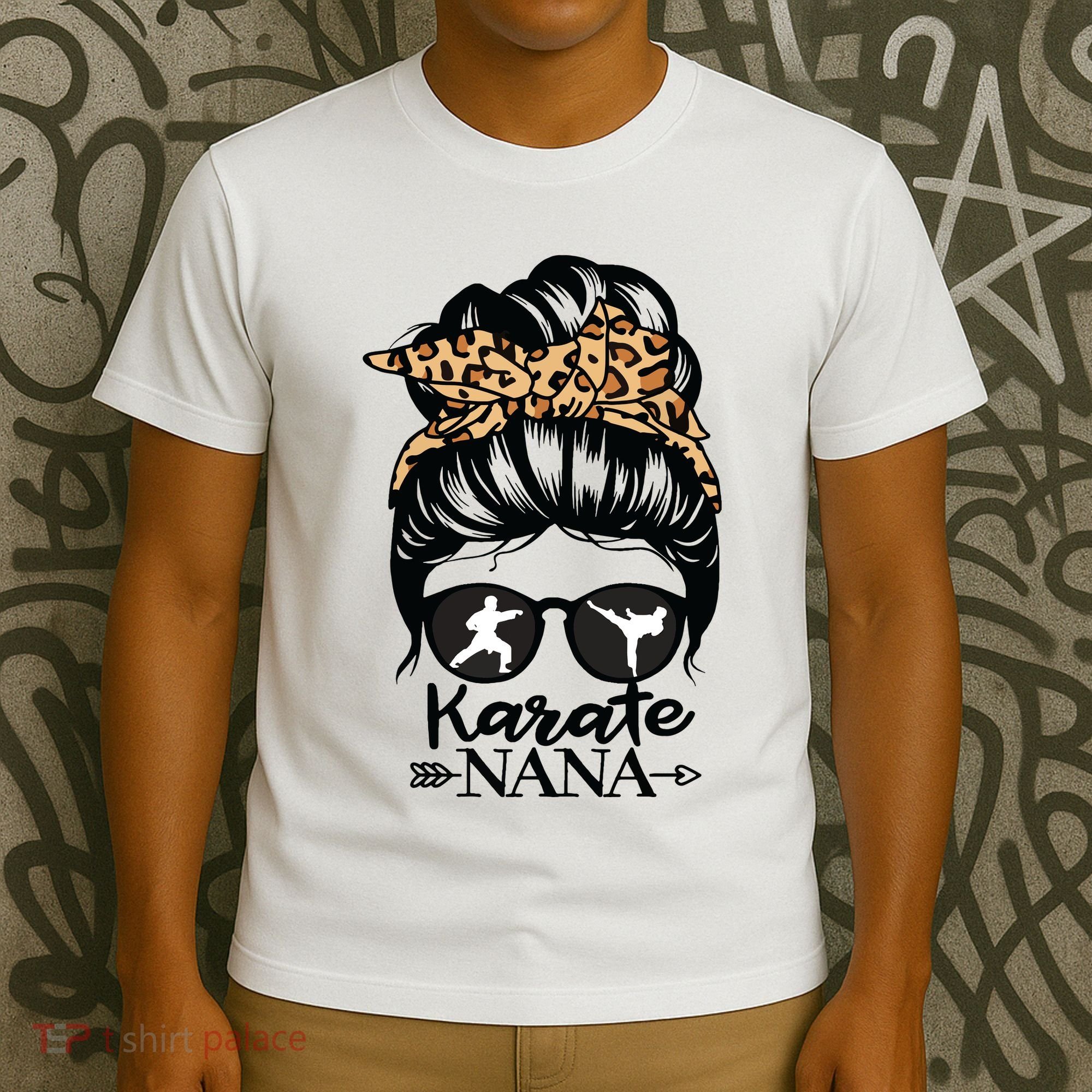 Karate Nana Messy Bun Hair Funny Karate Fighter Nana T-Shirt
