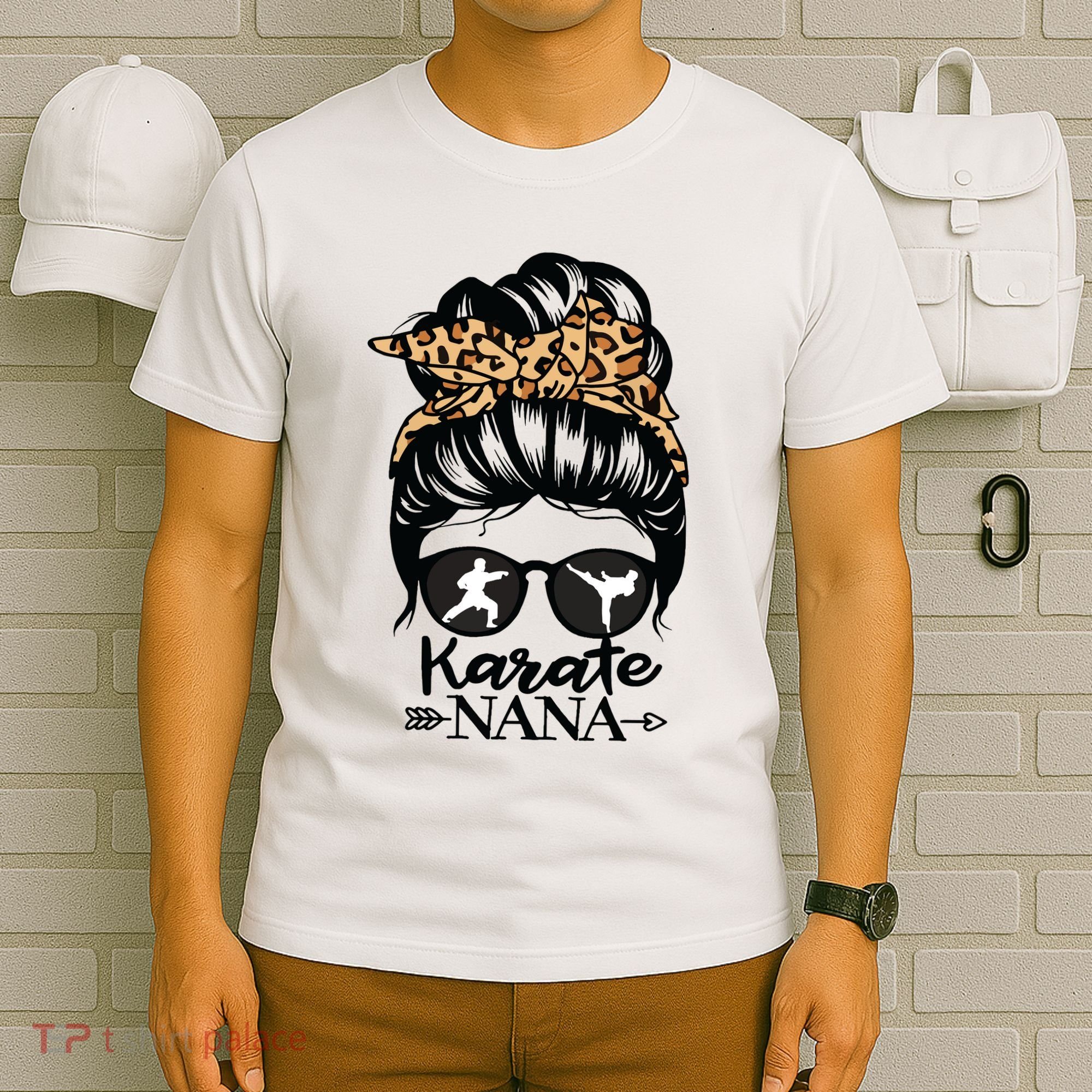 Karate Nana Messy Bun Hair Funny Karate Fighter Nana T-Shirt