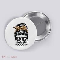 Karate Nana Messy Bun Hair Funny Karate Fighter Nana Button thumb 0