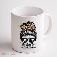 Karate Nana Messy Bun Hair Funny Karate Fighter Nana Coffee Mug thumb 1