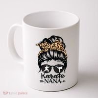 Karate Nana Messy Bun Hair Funny Karate Fighter Nana Coffee Mug thumb 0