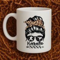 Karate Nana Messy Bun Hair Funny Karate Fighter Nana Coffee Mug thumb 2