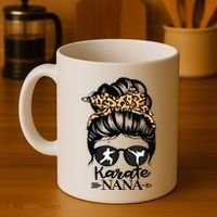 Karate Nana Messy Bun Hair Funny Karate Fighter Nana Coffee Mug thumb 4