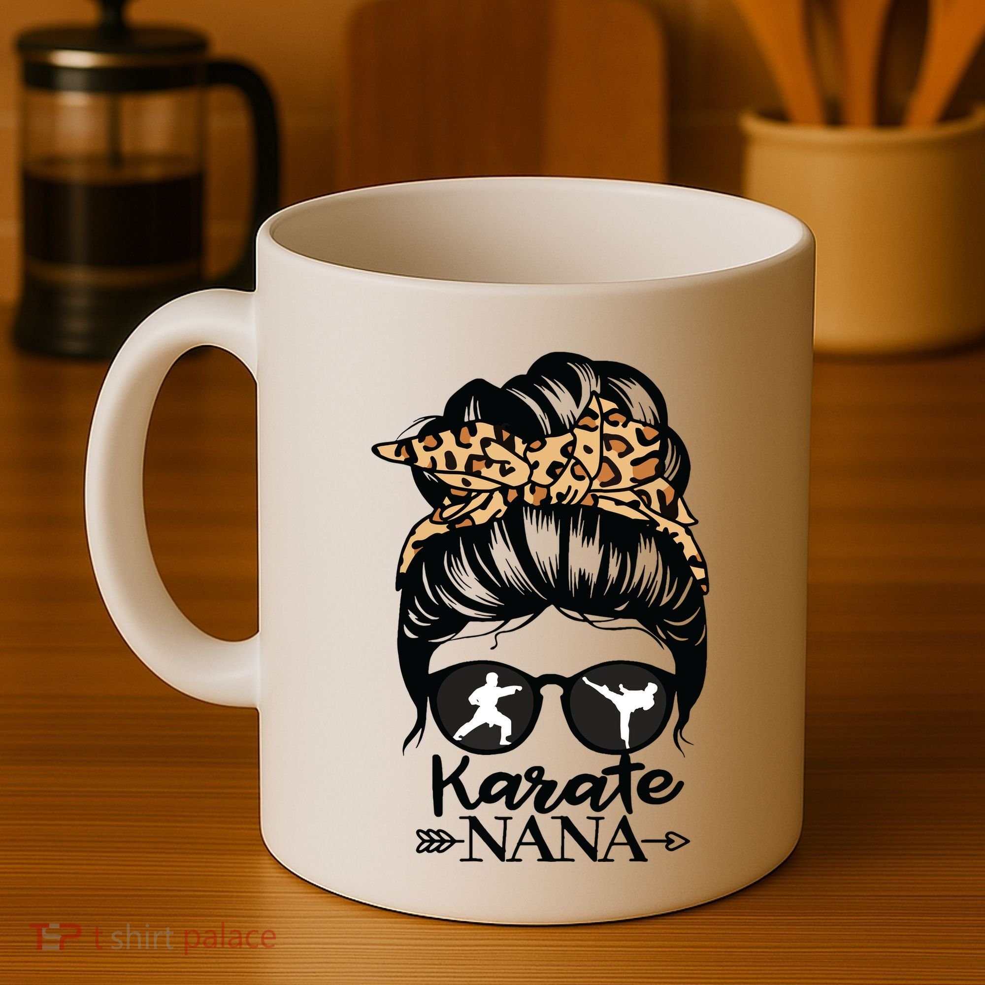 Karate Nana Messy Bun Hair Funny Karate Fighter Nana Coffee Mug