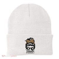 Karate Nana Messy Bun Hair Funny Karate Fighter Nana Beanie thumb 0