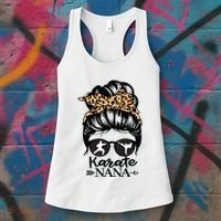 Karate Nana Messy Bun Hair Funny Karate Fighter Nana Women's Tank Top thumb 3