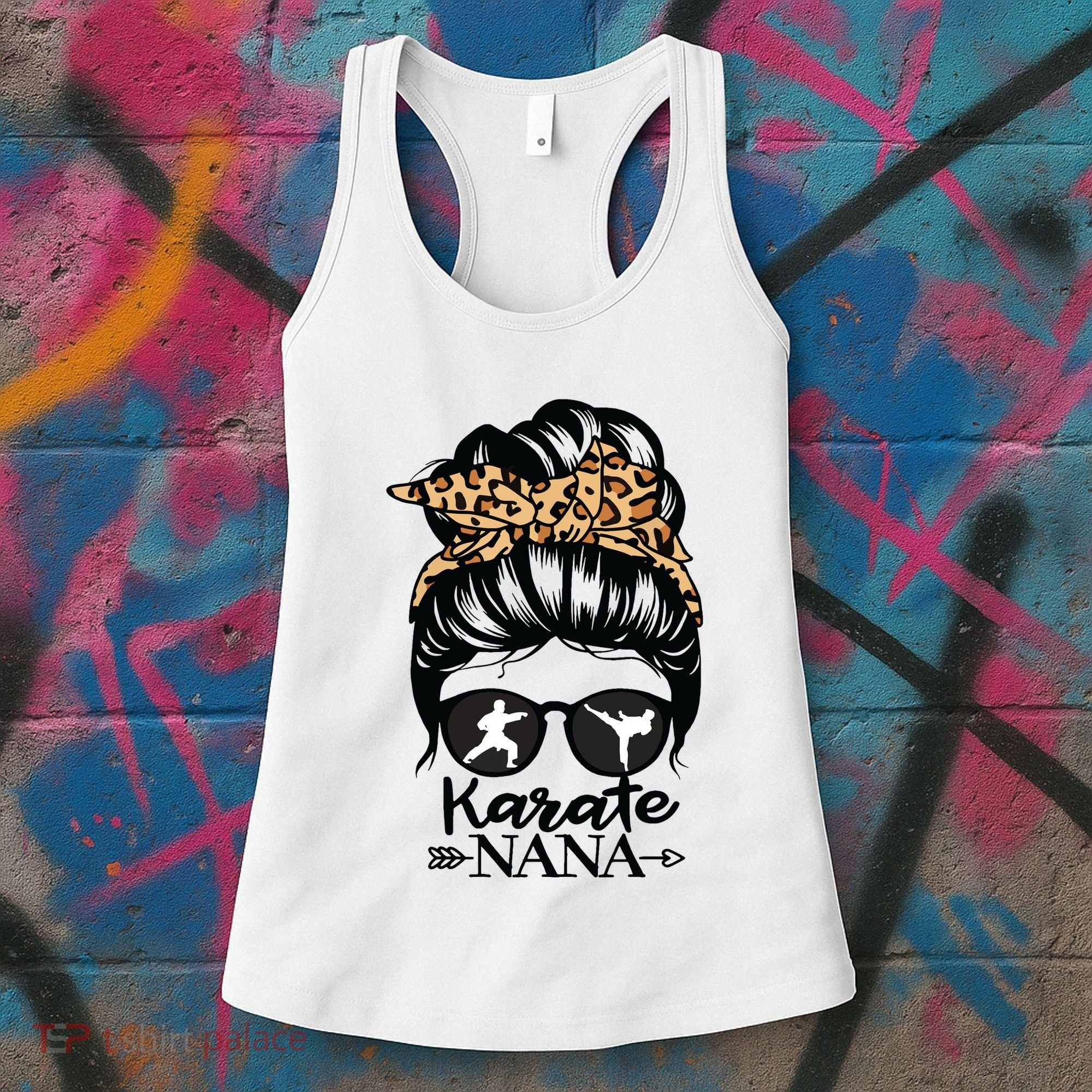 Karate Nana Messy Bun Hair Funny Karate Fighter Nana Women's Tank Top