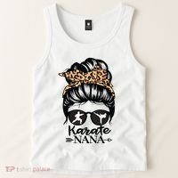 Karate Nana Messy Bun Hair Funny Karate Fighter Nana Tank Top thumb 2