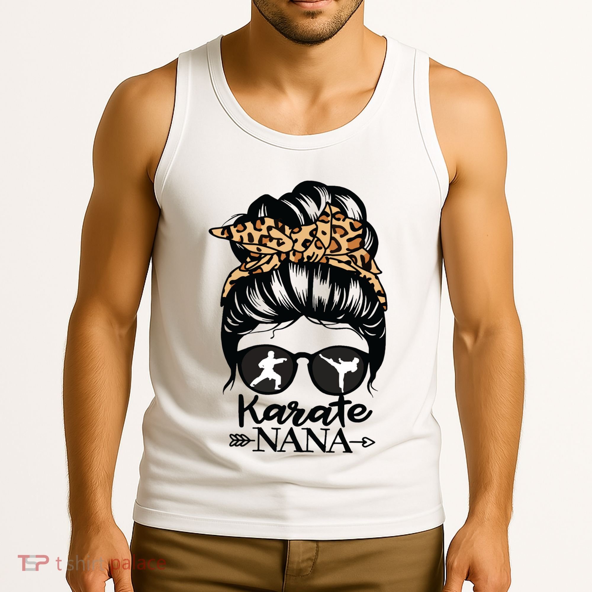 Karate Nana Messy Bun Hair Funny Karate Fighter Nana Tank Top