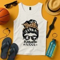 Karate Nana Messy Bun Hair Funny Karate Fighter Nana Tank Top thumb 4
