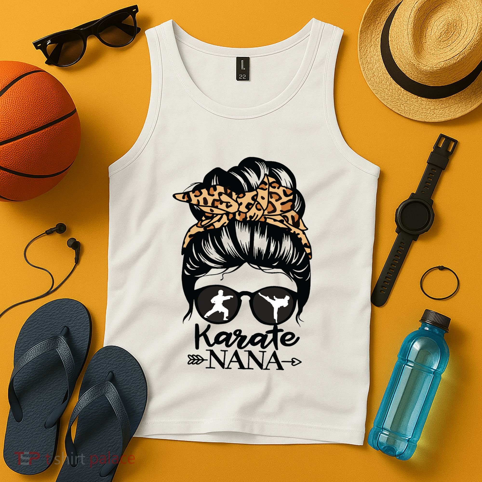Karate Nana Messy Bun Hair Funny Karate Fighter Nana Tank Top