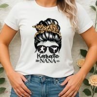 Karate Nana Messy Bun Hair Funny Karate Fighter Nana Women's T-Shirt thumb 2