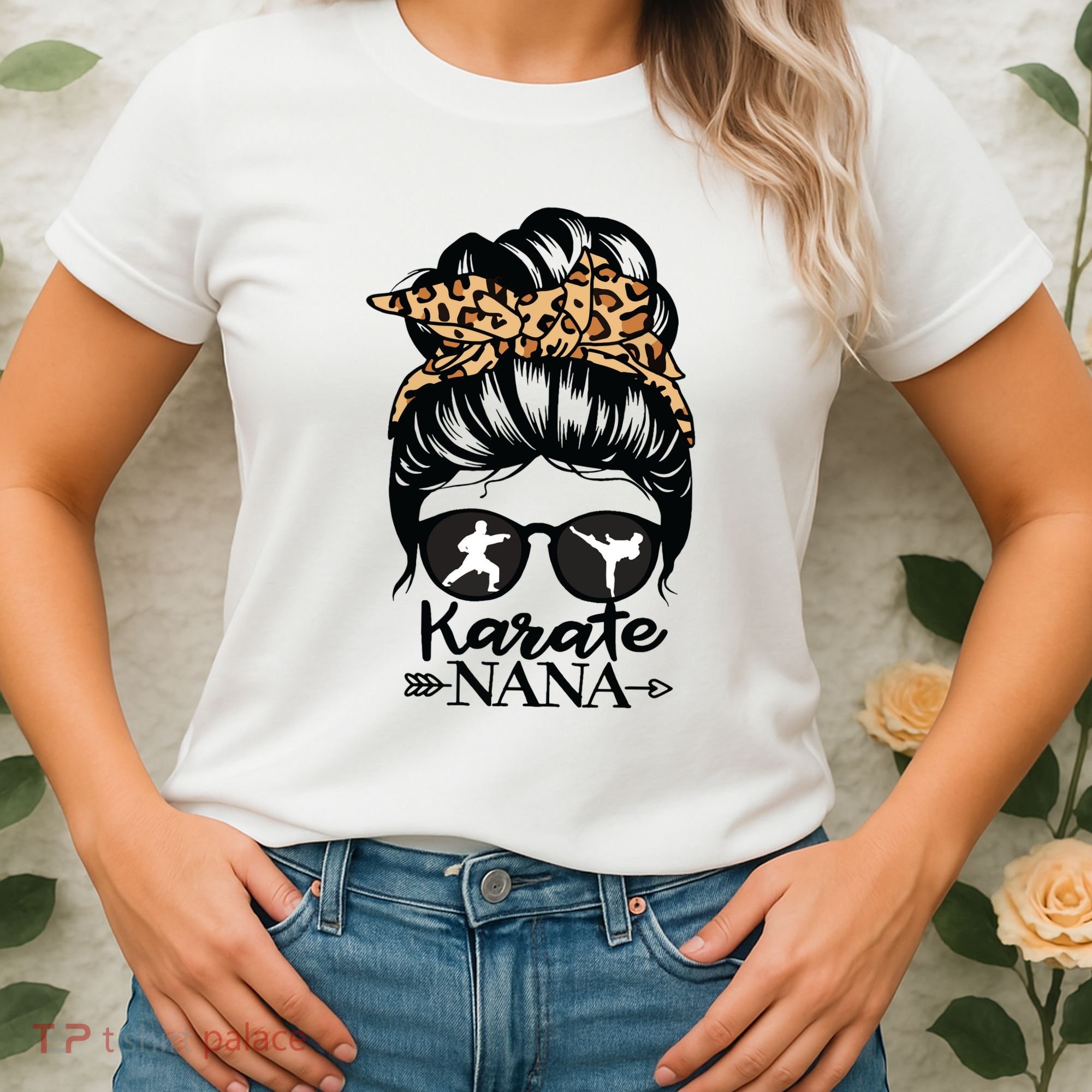 Karate Nana Messy Bun Hair Funny Karate Fighter Nana Women's T-Shirt