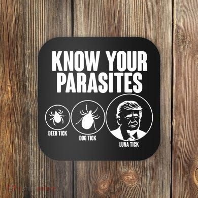 Know Your Parasites Deer Trick Dog Trick Luna Trick Coaster