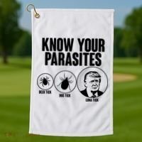 Know Your Parasites Deer Trick Dog Trick Luna Trick Golf Towel thumb 1
