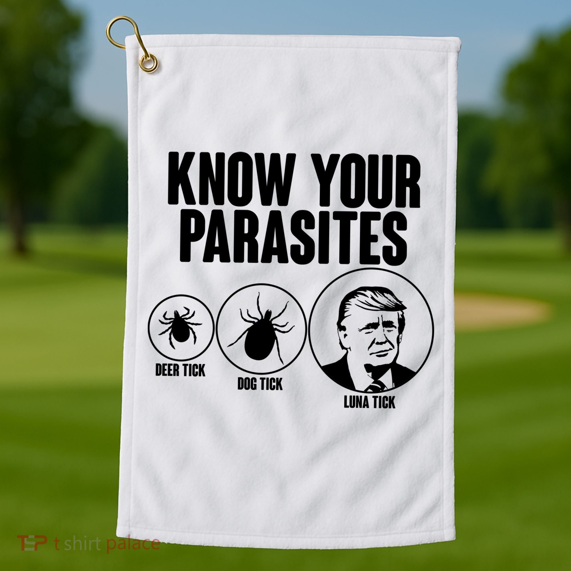 Know Your Parasites Deer Trick Dog Trick Luna Trick Golf Towel