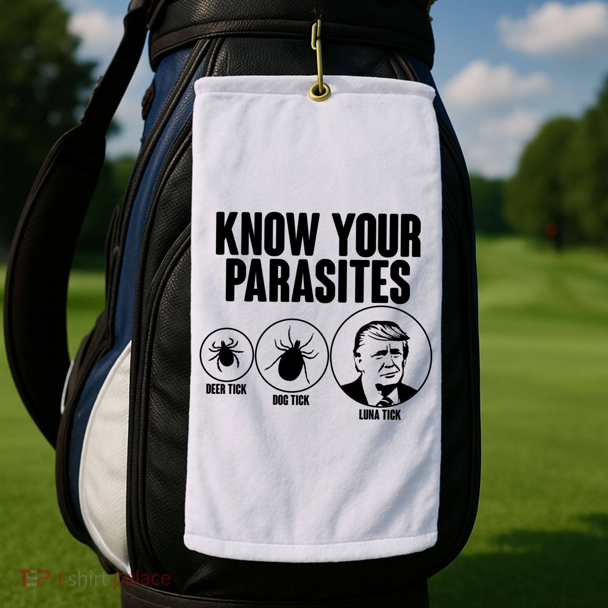 Know Your Parasites Deer Trick Dog Trick Luna Trick Golf Towel