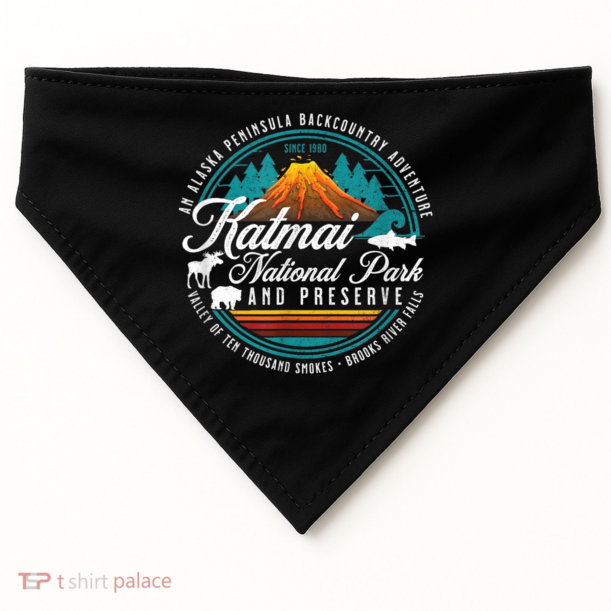 Katmai National Park Preserve Alaska Bear Watching Salmon USA-Made Doggie Bandana
