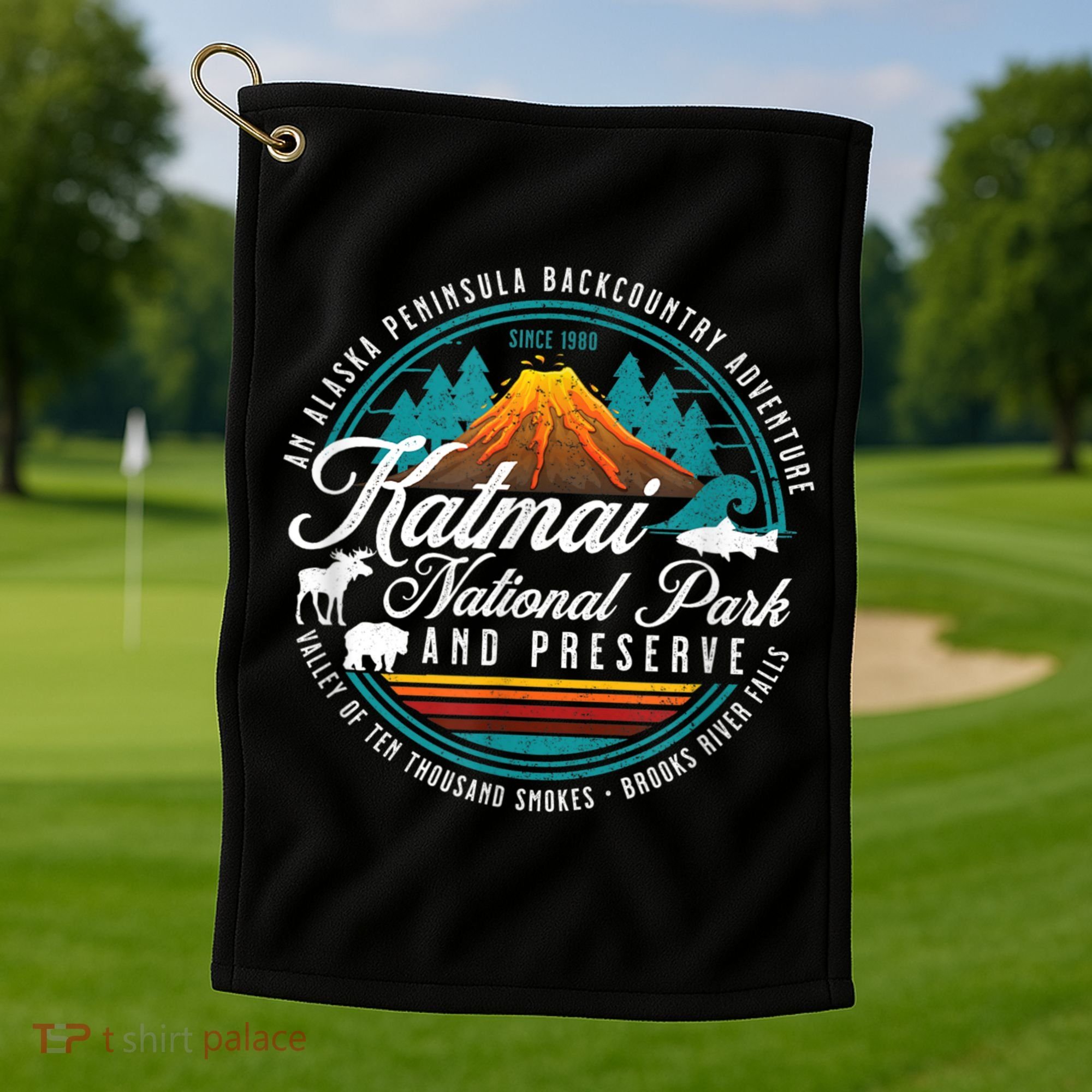 Katmai National Park Preserve Alaska Bear Watching Salmon Golf Towel