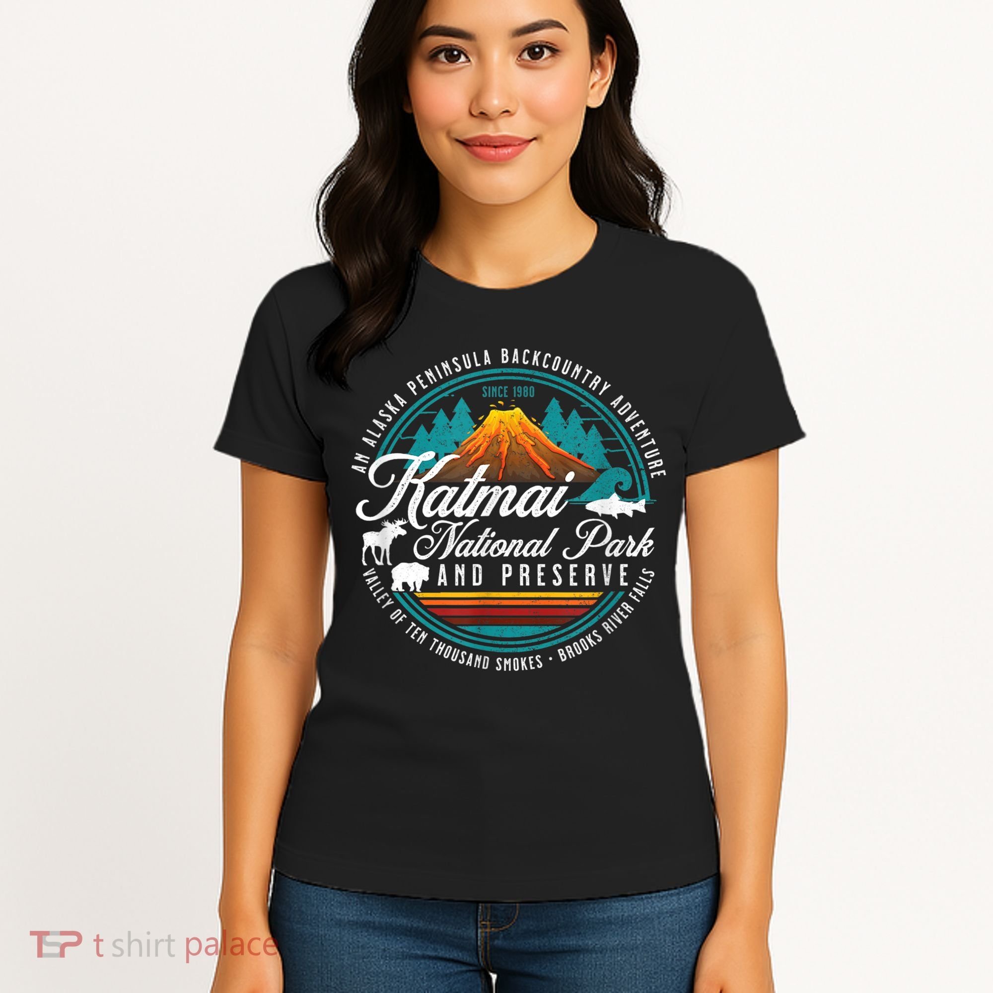Katmai National Park Preserve Alaska Bear Watching Salmon Women's T-Shirt