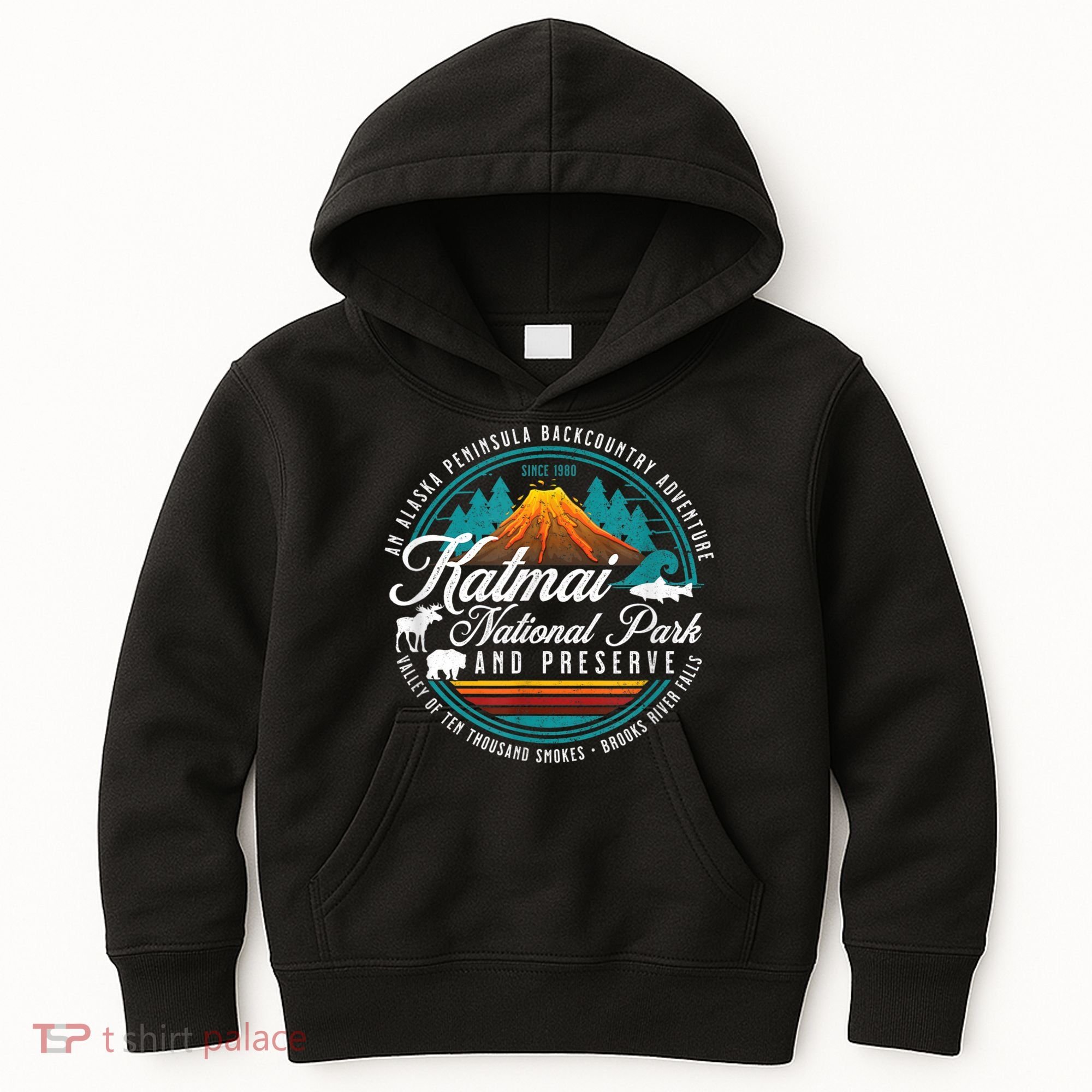 Katmai National Park Preserve Alaska Bear Watching Salmon Kids Hoodie