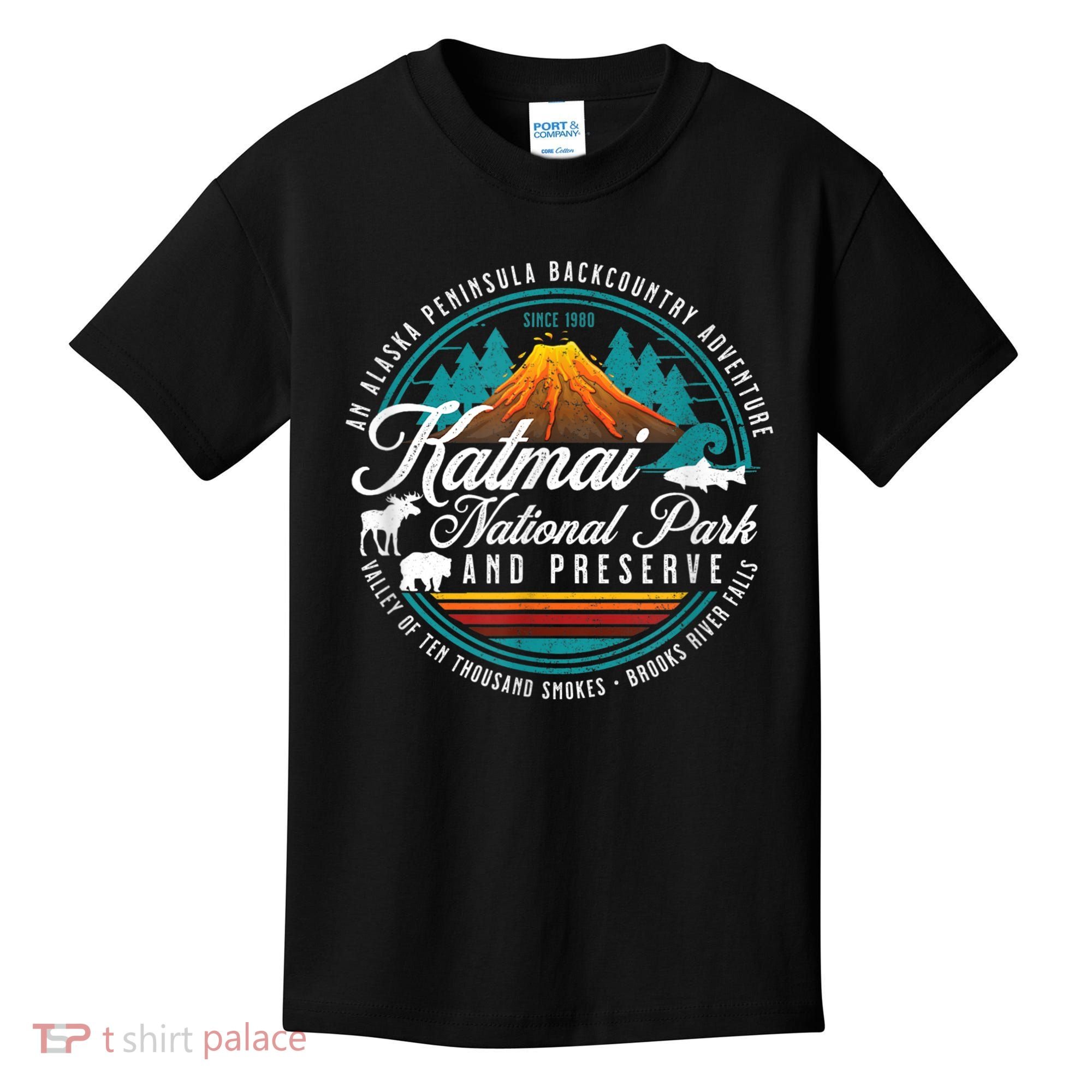 Katmai National Park Preserve Alaska Bear Watching Salmon Kids T-Shirt