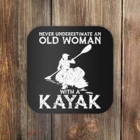 Kayaking Never Underestimate An Old With A Kayak Meaningful Gift Coaster thumb 0