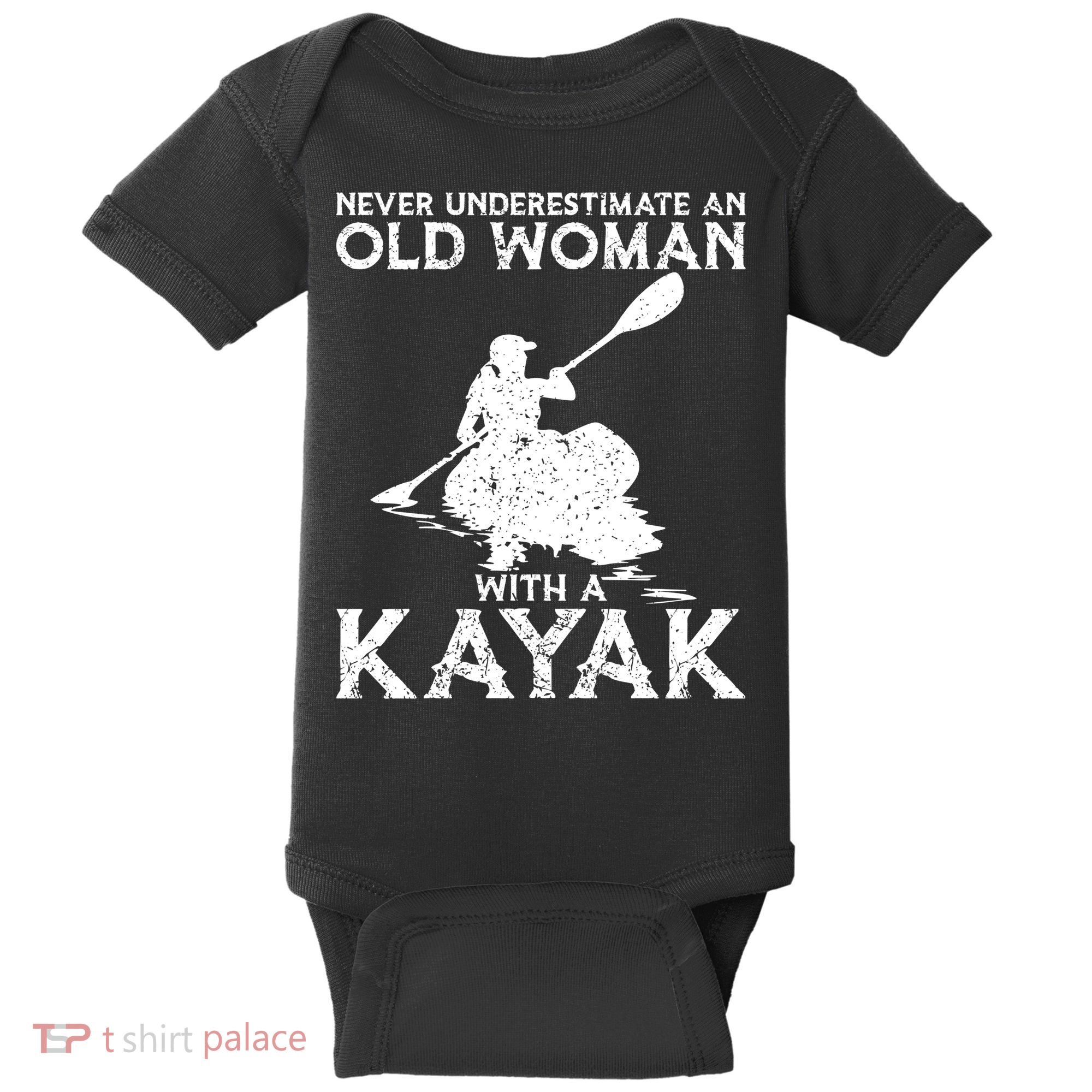 Kayaking Never Underestimate An Old With A Kayak Meaningful Gift Baby Bodysuit